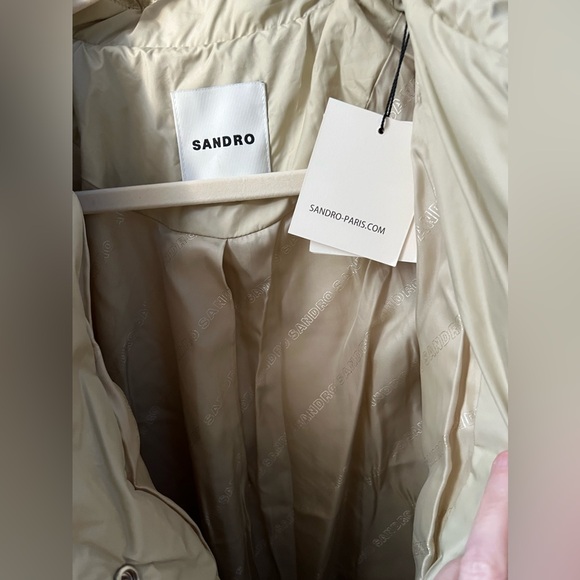 New Sandro Gloriana Heart Quilted Jacket Women’s Size 8 in Off White - Picture 7 of 11